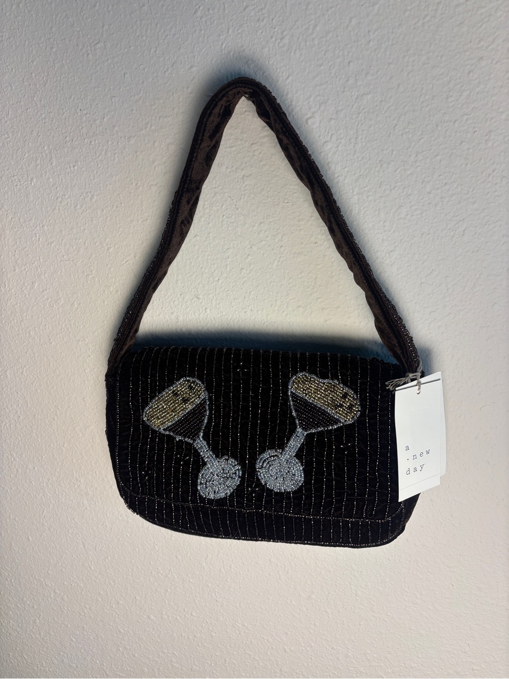 NWT Espresso Beaded Bag
